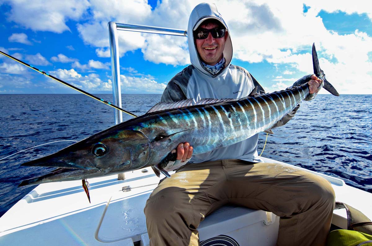 Wahoo caught on a fly at Alphonse Island